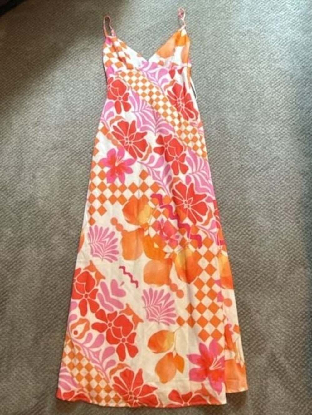 Indi Luxe by Indikah Floral and Checkered Print Maxi Dress